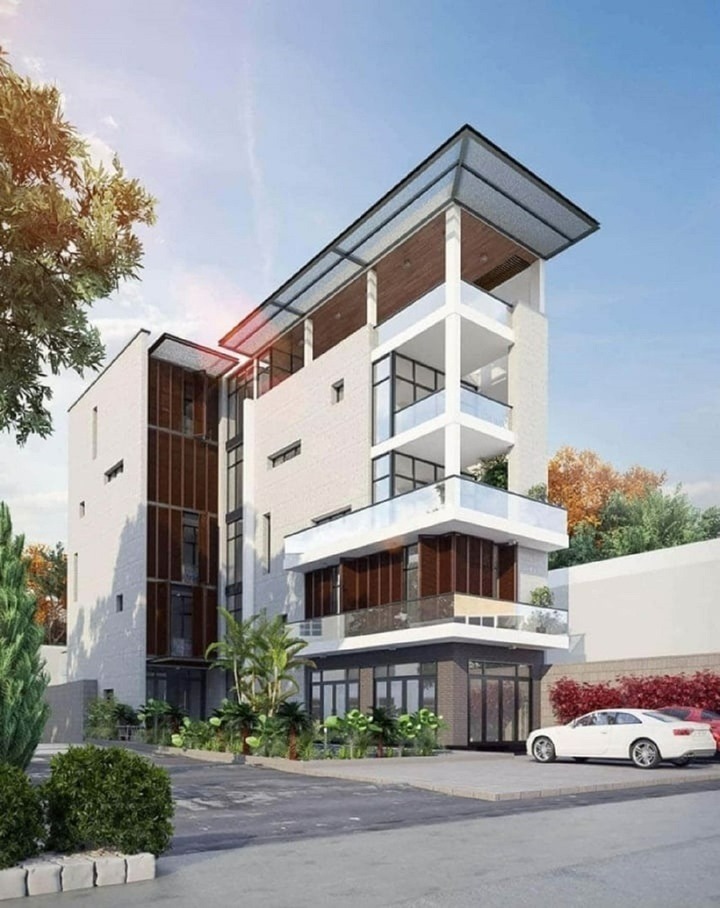 Mẫu nhà phố chữ L kết hợp kinh doanh. Ảnh: Soulconcept