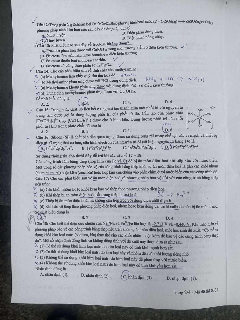 Gợi ý đáp án, đề thi môn Hóa học mã đề 0334 tốt nghiệp THPT 2025 chính xác nhất - 3