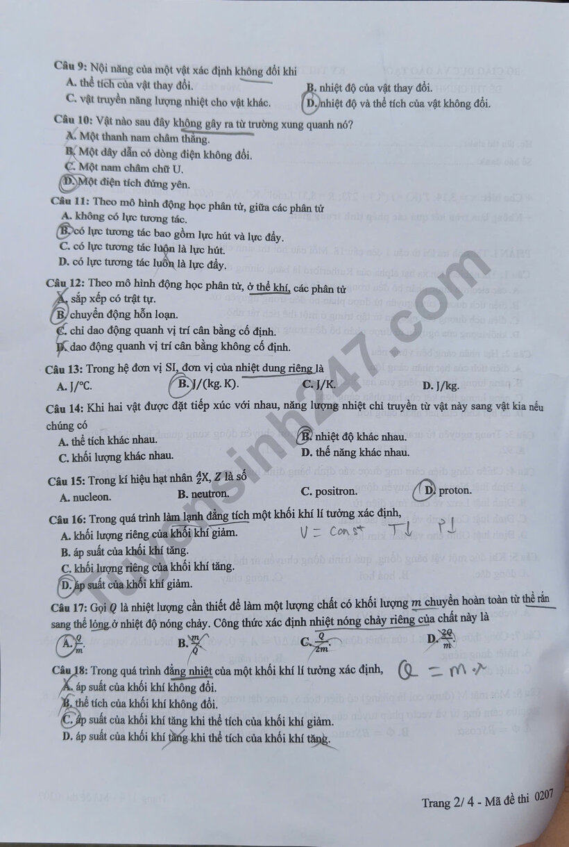 Đáp án gợi ý, đề thi môn Vật lý mã đề 0207 tốt nghiệp THPT 2025 chính xác nhất - 3