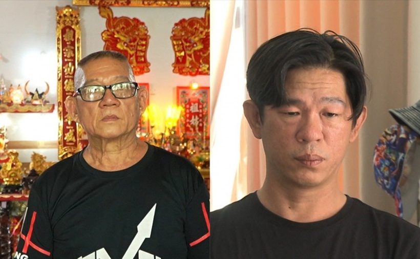 Hai cha con đối tượng Đằng và Phong. (Ảnh: Công an tỉnh Sóc Trăng)