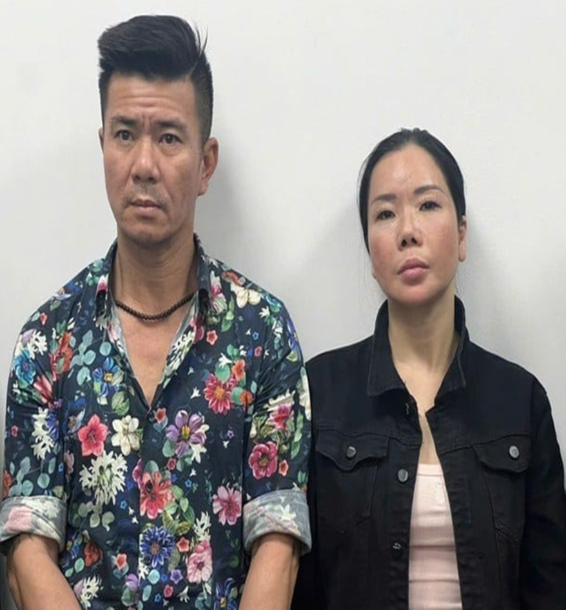 Vợ chồng bị can Lê Văn Đông, Nguyễn Thị Mai Anh. (Ảnh: Cơ quan công an)