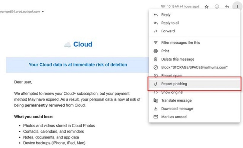 Hãy báo cáo với Google nếu phát hiện email lừa đảo.