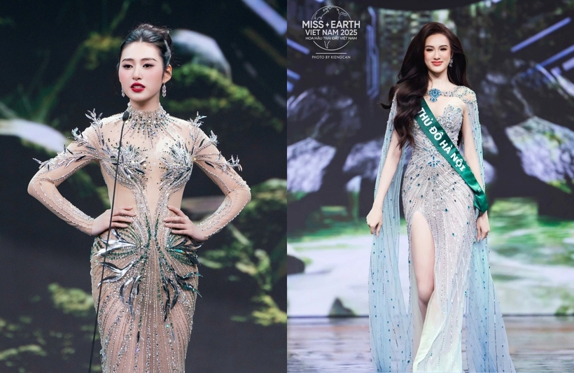 Hoa hậu Trâm Anh (trái) và Á hậu 3 Trịnh Mỹ Anh