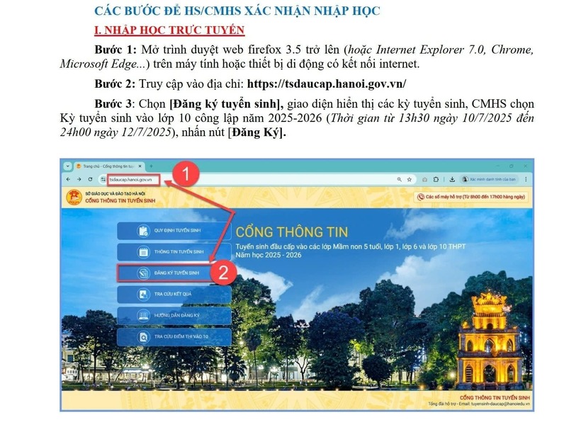 Hướng dẫn cách xác nhận nhập học vào lớp 10 Hà Nội 2025 trực tuyến và trực tiếp chuẩn nhất - 2