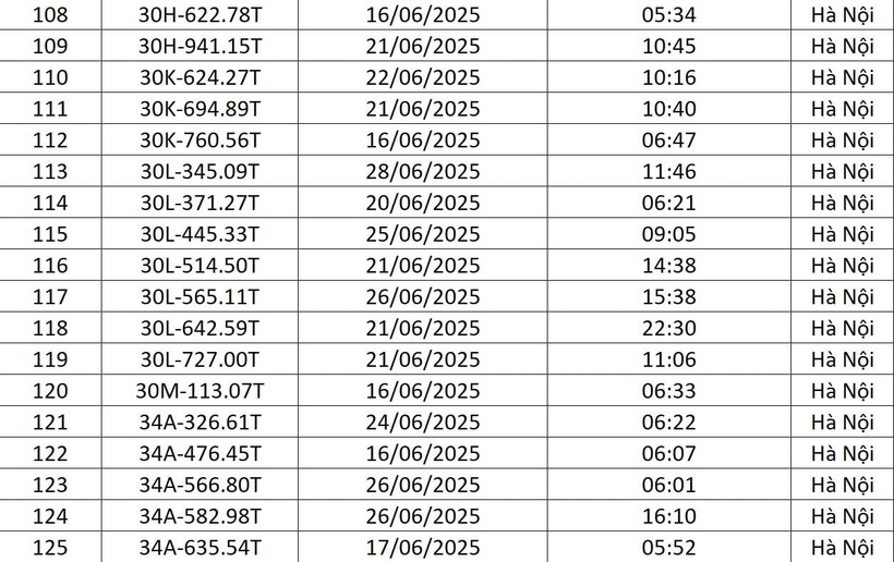 Chi tiết danh sách 176 lượt phương tiện bị phạt nguội tháng 6 tại Hà Nội - 7