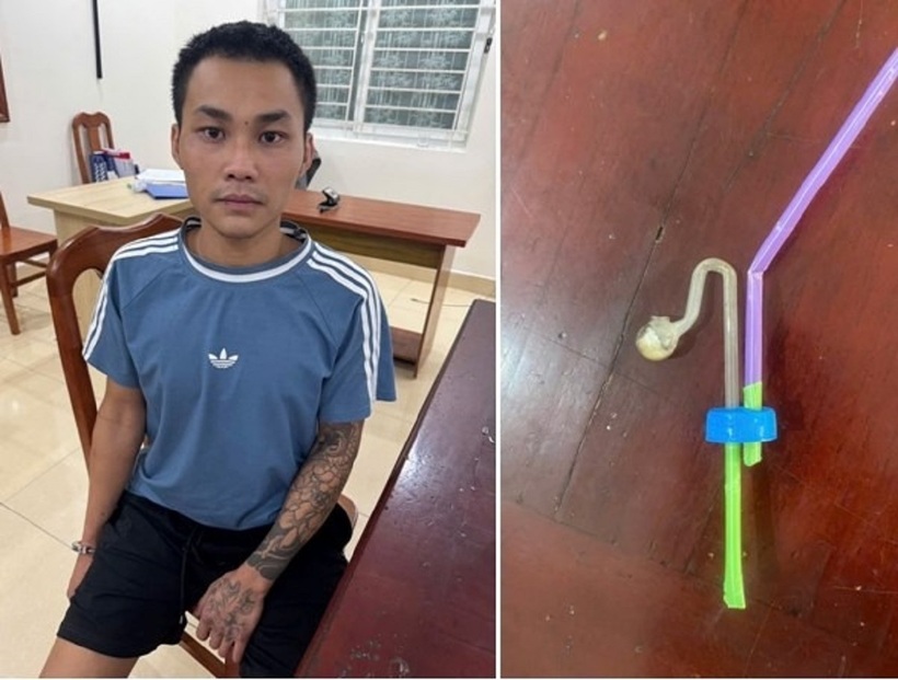 Đối tượng Nguyễn Thanh Nhiên và tang vật. Ảnh: Công an TP Hải Phòng