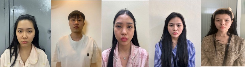 Các đối tượng bị khởi tố về tội Tổ chức sử dụng trái phép chất ma túy. Ảnh: Công an tỉnh Quảng Ninh.