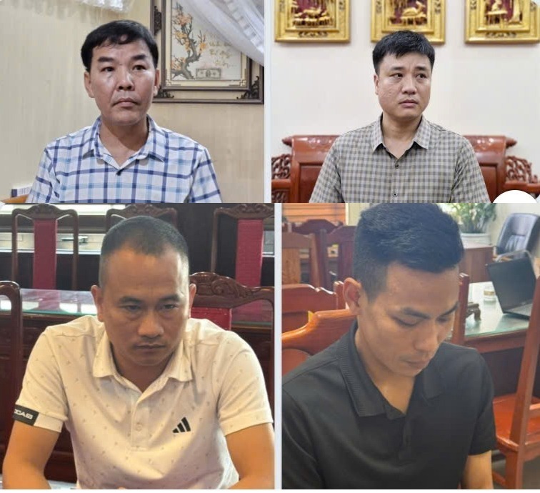 4 đối tượng có liên quan đến đường dây tổ chức đánh bạc, đánh bạc dưới hình thức mua bán số lô, số đề. Ảnh: Công an tỉnh Thanh Hóa