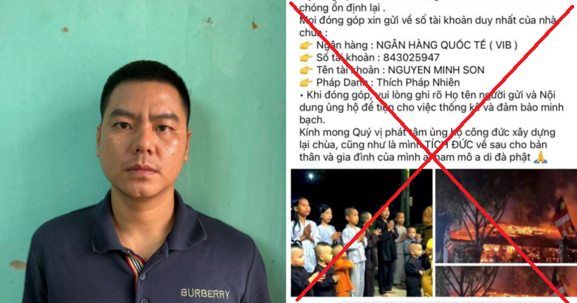 Đối tượng Lê Hữu Tuấn và bài đăng trên mạng xã hội.