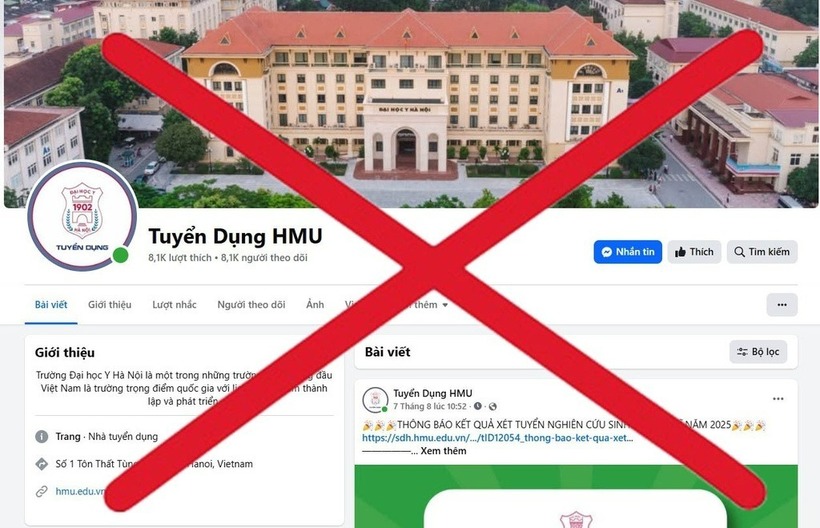 Trường Đại học Y Hà Nội đăng bài viết cảnh báo tình trạng mạo danh nhà trường để tuyển dụng. Ảnh: Znews