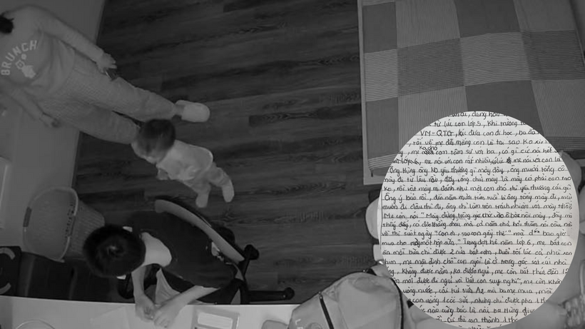 Đoạn camera và "bức tâm thư" được đăng tải trên mạng xã hội. (Ảnh cắt clip)