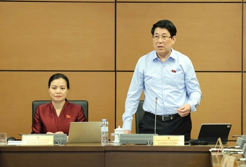Chủ tịch nước Lương Cường góp ý về dự án Luật Viên chức (sửa đổi) (Ảnh: Quang Phúc).