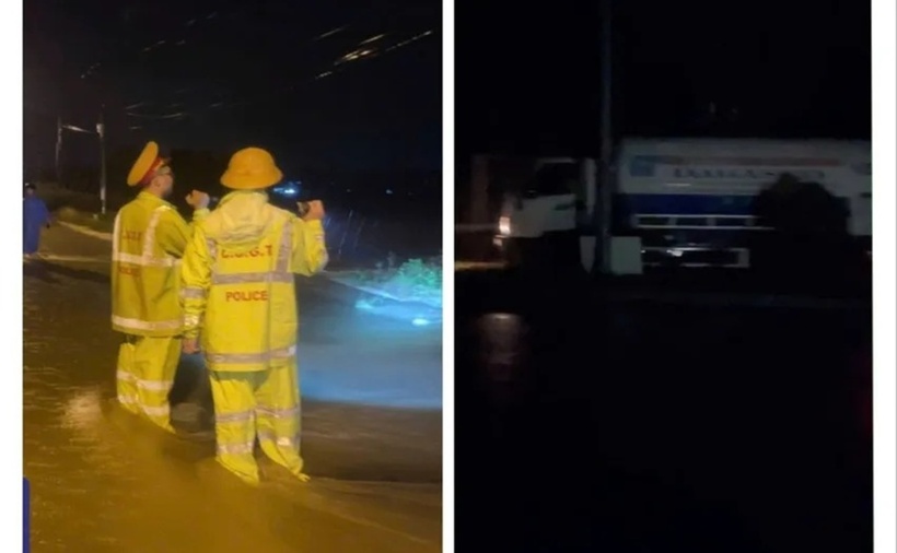 CSGT chạy đua xuyên đêm đưa ô xy đến bệnh viện lúc báo động đỏ. (Ảnh: Công an)