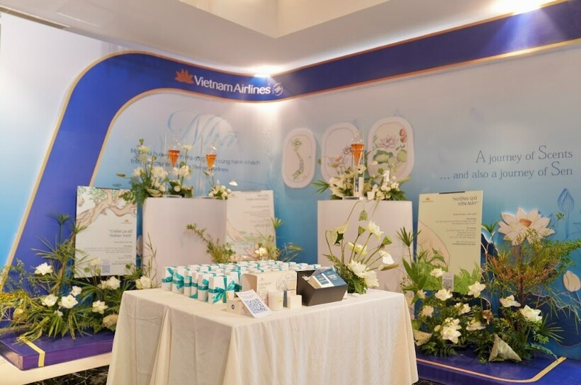 Không gian trải nghiệm mùi hương thương hiệu tại Hội nghị Dịch vụ 2025 của Vietnam Airlines.