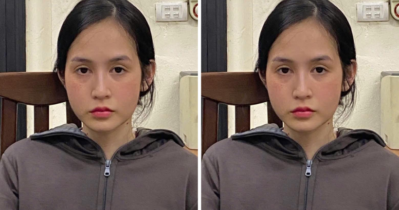 Vũ Thị Phương Thảo tại cơ quan công an.