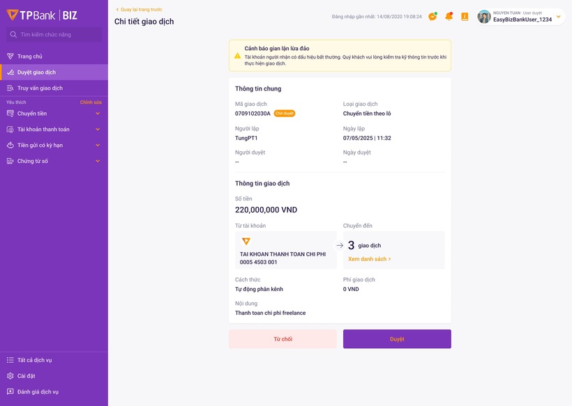 TPBank cảnh báo gian lận lừa đảo.