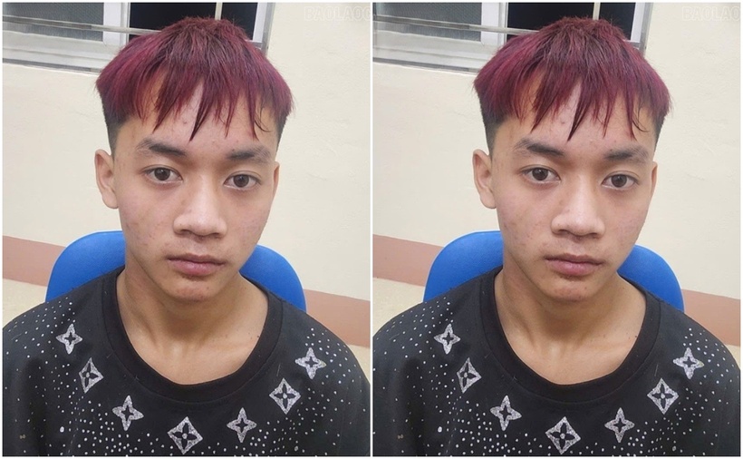 Đối tượng Trần Trọng Hiếu tại cơ quan công an. (Ảnh: Công an tỉnh Lào Cai)