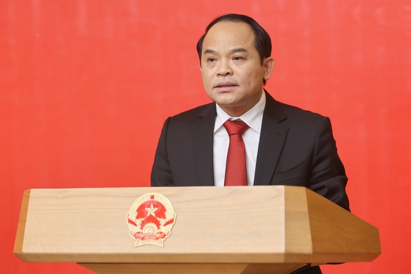 Phó Tổng Thanh tra Thường trực Thanh tra Chính phủ với ông Nguyễn Quốc Đoàn phát biểu (Ảnh: VGP).