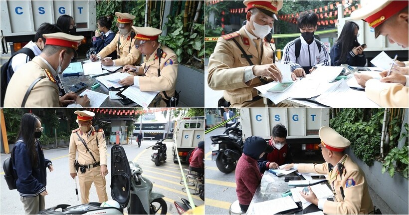 Lực lượng CSGT tăng cường xử lý học sinh vi phạm giao thông.
