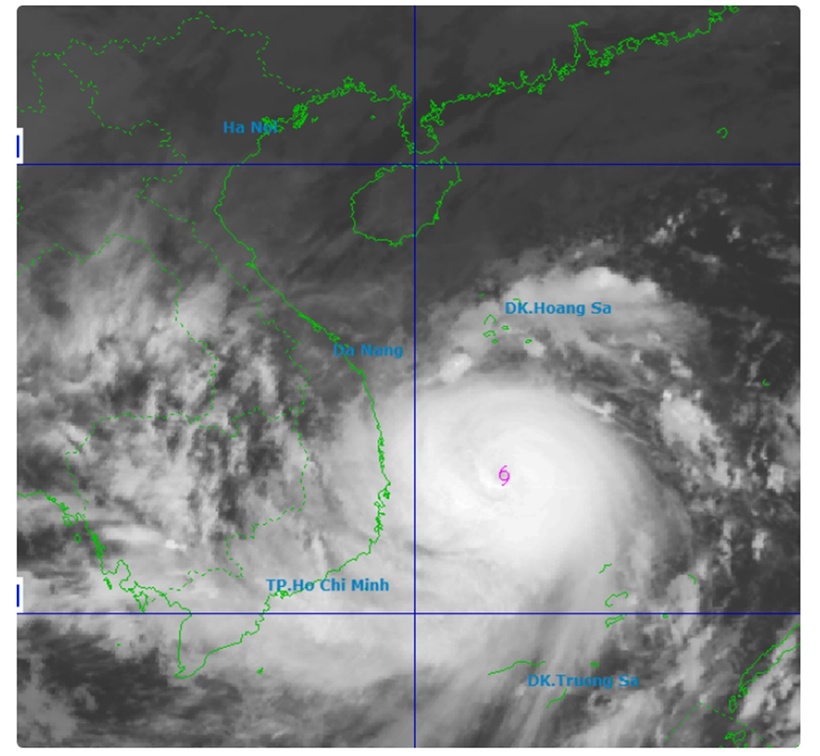 Vị trí tâm bão vào 8h ngày 6/11. (Ảnh: Trung tâm Dự báo Khí tượng Thủy văn quốc gia)