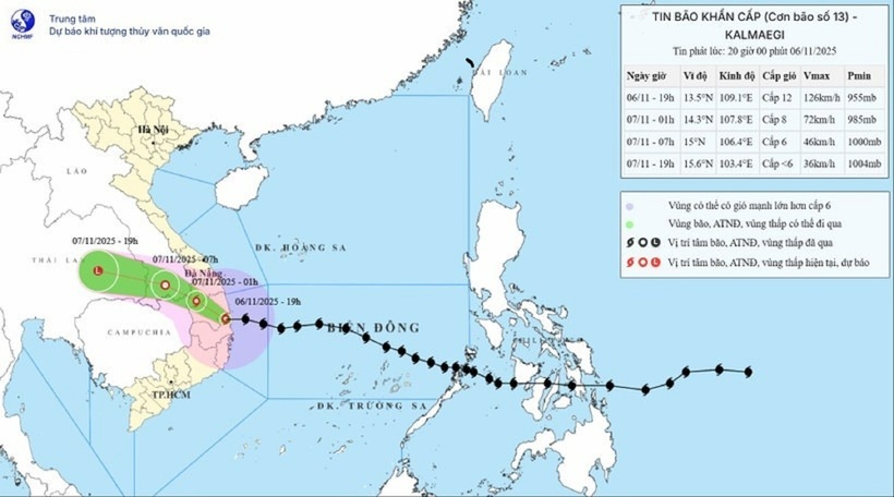 Hình ảnh đường đi bão Kalmaegi. Ảnh: ZNews