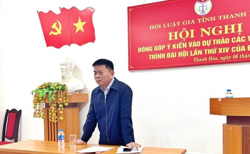 TS. Nguyễn Thanh Hồng - Phó Chủ tịch Hội Luật gia tỉnh Thanh Hóa phát biểu.