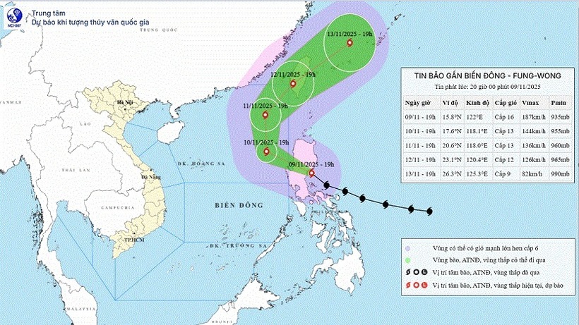 Diễn biến mới nhất cơn bão Phượng Hoàng. Ảnh: Trung tâm dự báo khí tượng Thủy văn Quốc gia.