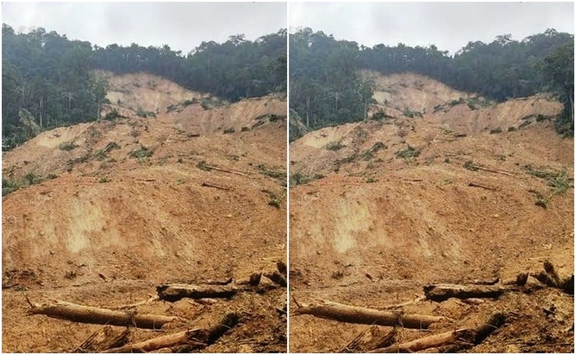 Hiện trường vụ sạt lở núi. (Ảnh: Thanh niên)