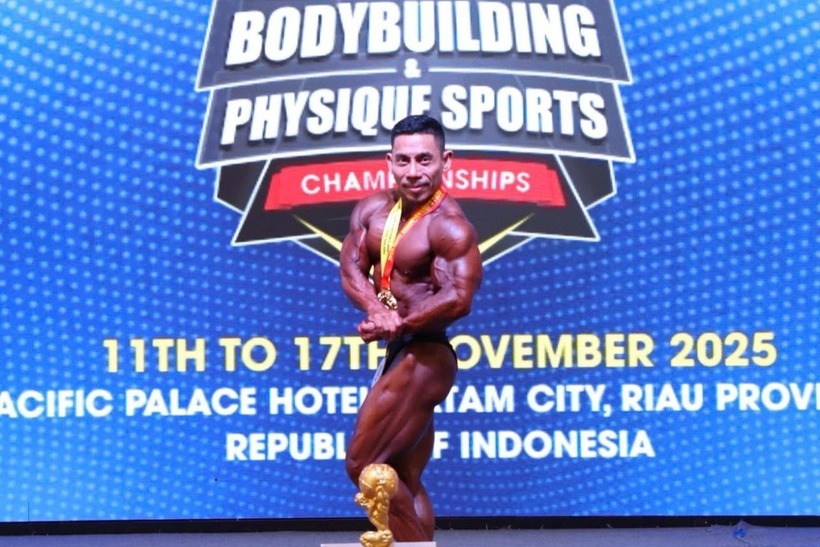 Lực sĩ Phạm Văn Mách lần thứ 7 vô địch thể hình thế giới. Ảnh: Dân trí