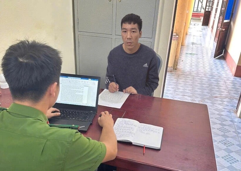 Phạm&nbsp; Văn Quỳnh tại cơ quan công an. Ảnh: Công an tỉnh Quảng Ninh.