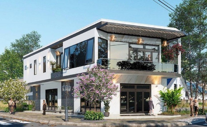 Mẫu nhà 2 tầng, 2 mặt tiền phù hợp nhiều mô hình kinh doanh khu vực tầng 1, tầng 2 để ở. Ảnh: Thietkenhadephaiphong