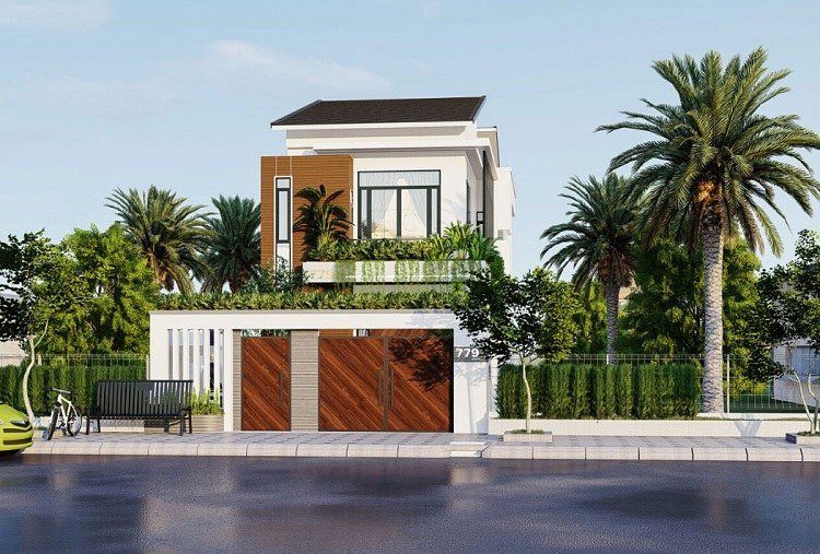 Mẫu nhà ống 2 tầng 6x12m mái lệch. Ảnh: Wedo Architecture & Construction