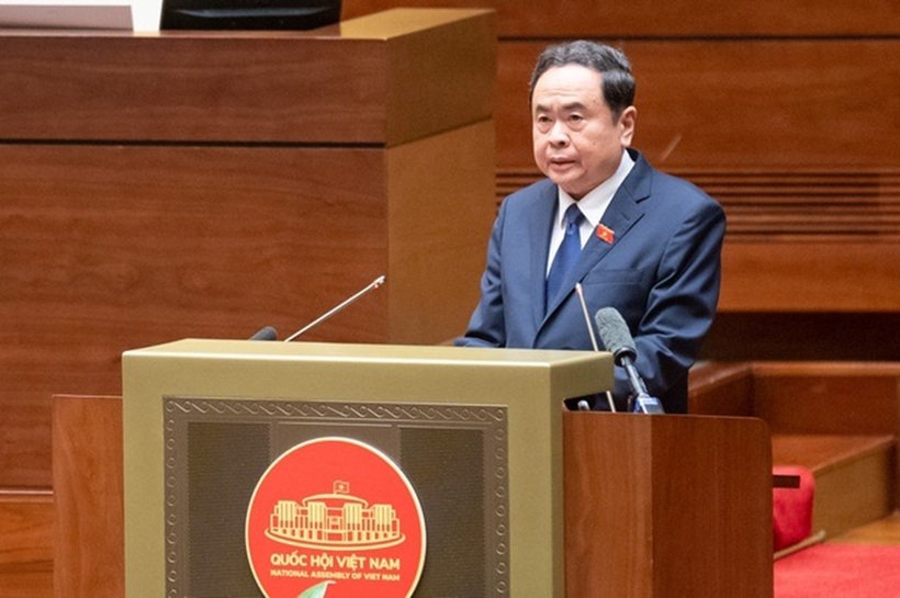 Chủ tịch Quốc hội, Chủ tịch Hội đồng Bầu cử quốc gia Trần Thanh Mẫn phát biểu khai mạc Hội nghị (Ảnh: Phạm Thắng).