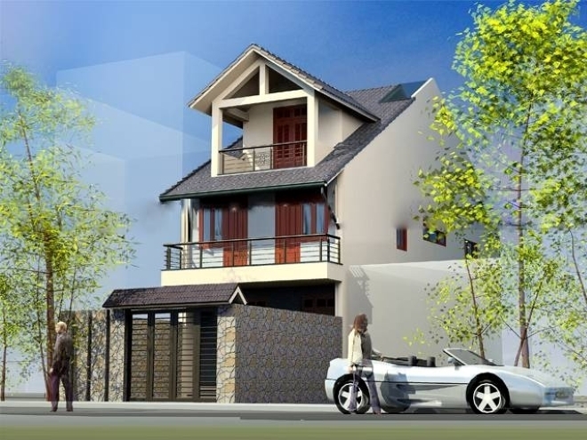 Thiết kế nhà 2 tầng có 1 tum mái thái. Ảnh: Wedo Architecture & Construction