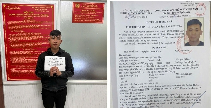 Đối tượng truy nã Nguyễn Thanh Khoa. Ảnh: Công an tỉnh Đồng Nai.