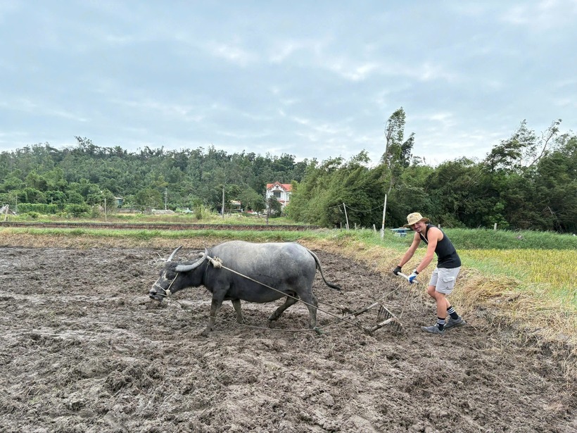 Khách Tây cười tươi như trẩy hội dù "mệt bở hơi tai" khi gặt lúa, cào ngao trên đảo ở Quảng Ninh - 3
