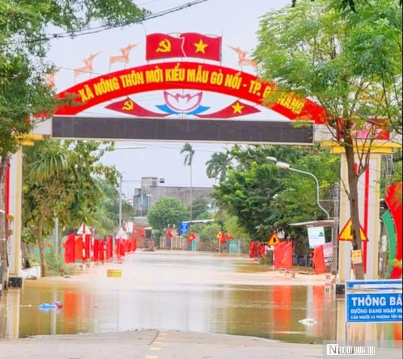 Ngày 18/11, nhiều nơi tại Gò Nổi vẫn còn bị ngập.