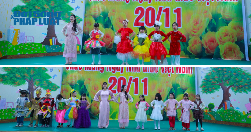 Sự sáng tạo trong phần trình diễn thời trang chào mừng ngày 20/11 tại trường Tiểu học Lê Quý Đôn.