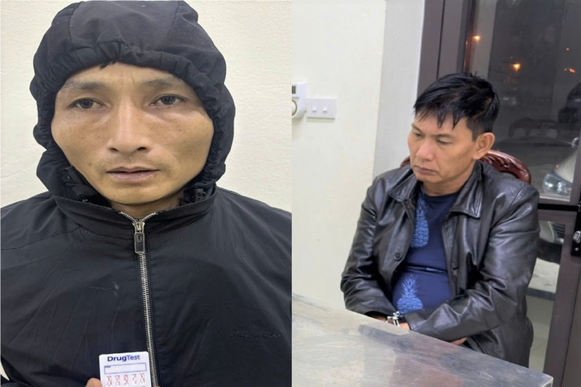 Hai đối tượng Lã Mạnh Quý và Đinh Công Quỳnh bị công an bắt giữ. Ảnh: Dân Trí