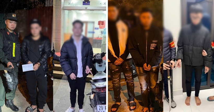 Các đối tượng cùng tang vật.