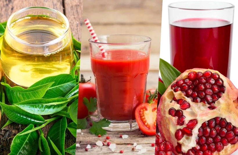 Trà xanh -&nbsp; Nước ép cà chua - Nước ép lựu
