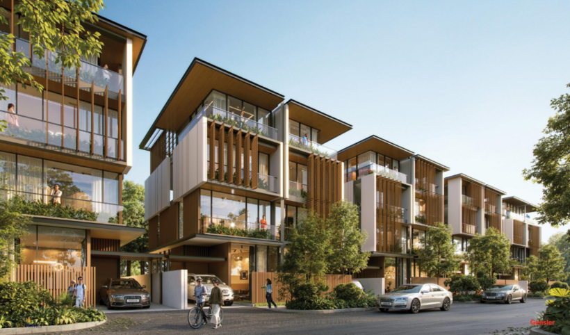 Mẫu nhà "M1 - Hiện đại" với mặt đứng vuông vức, hệ kính lớn đón ánh sáng tự nhiên