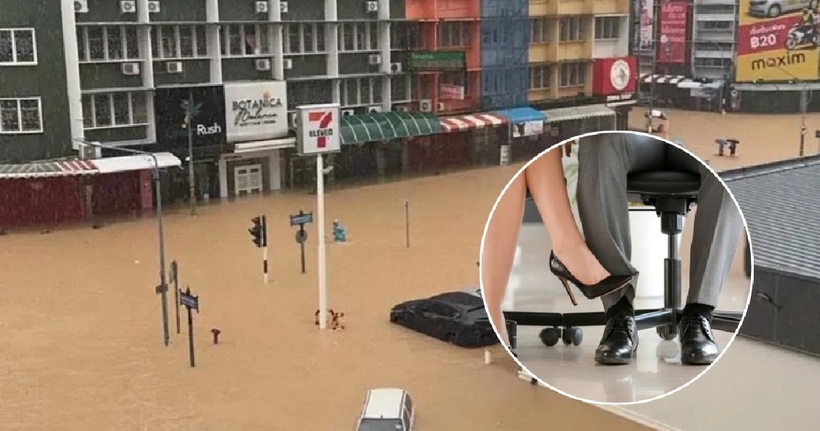 Bị "bạn của vợ" bắt quả tang ngoại tình ngay giữa lúc được sơ tán vì lũ lụt ở Thái Lan. Ảnh: Mothership.