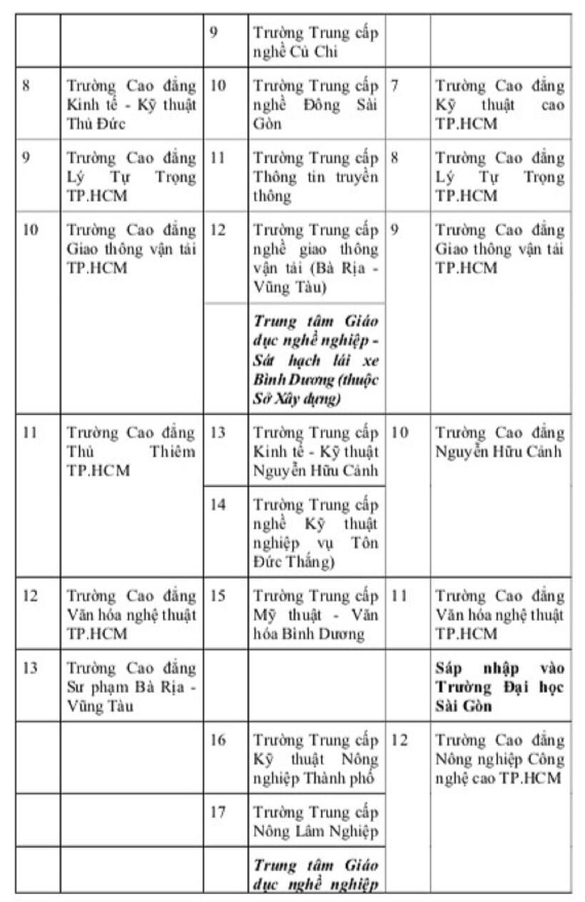Phương án sắp xếp các trường công lập ở TP.HCM, không còn trường trung cấp - 3