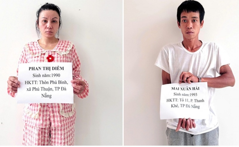 2 đối tượng Diễm và Hải tại cơ quan công an. (Ảnh: Công an nhân dân)