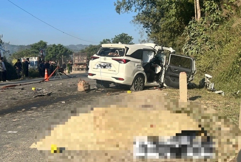 Hiện trường vụ tai nạn giao thông ở Lạng Sơn, 4 người tử vong. Ảnh: Dân trí