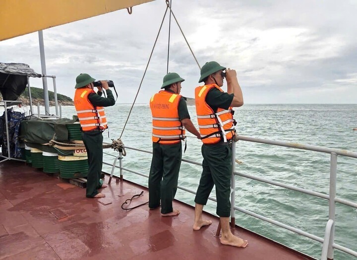 Lực lượng chức năng tìm kiếm ngư dân mất tích trong vụ chìm tàu gần biển Bình Tiên. Ảnh: VTC News