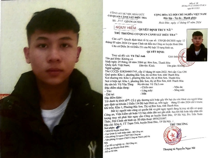 Quyết định truy nã đối tượng Vũ Thế Anh