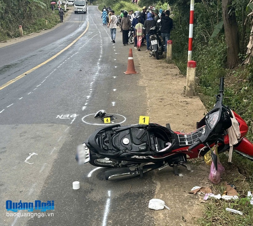 Hiện trường vụ tai nạn. Ảnh: Báo Quảng Ngãi.