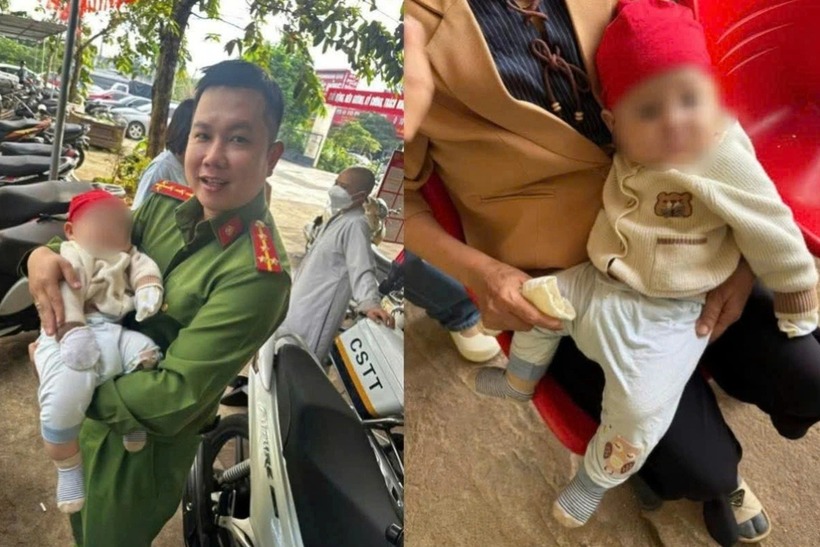 Bé trai bụ bẫm bị bỏ rơi tại chùa. (Ảnh: Công an phường Ea Kao)